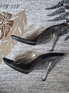 Reflections Clear PVC Mule Heels Women's Size 6B Open Toe Made in USA